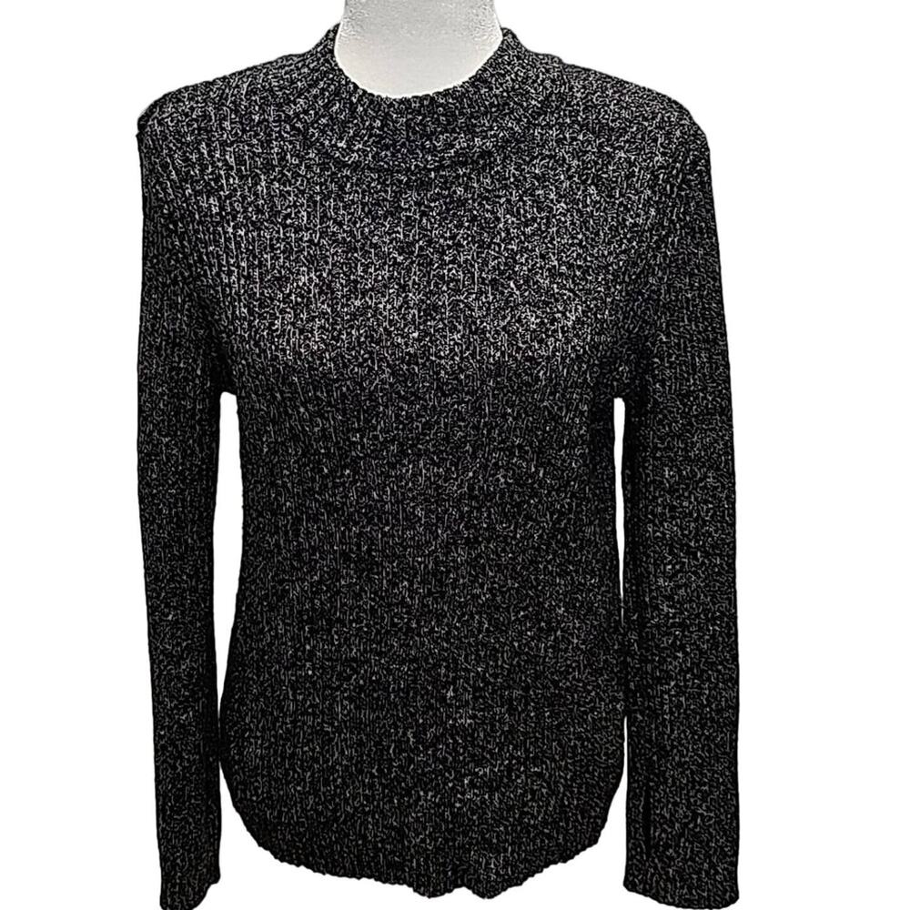 Who What Wear Black and White Knit Pullover Sweater Crew Neck Women's Size XL